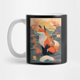 Japanese fox ukiyo e art Mug